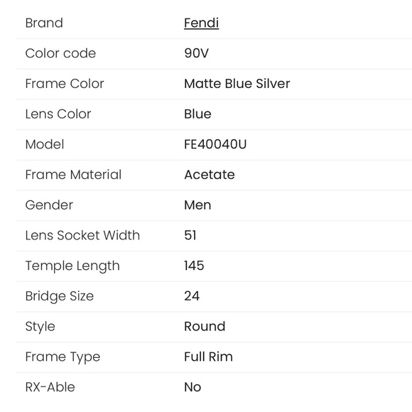 Fendi Round Aviator Sunglasses Blue and Silver Color Unisex - Picture 15 of 15